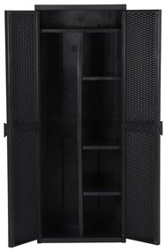 Armário de arrumação para jardim 65x45x172 cm vime PP preto