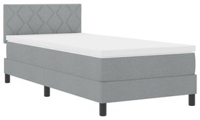 Cama Box Spring com Colchão e LED Cinza Claro 90x190 cm Tecido