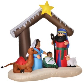 HOMCOM Decoração Inflável de Natal 183cm com Luzes LED Inclui Inflador Nascimento de Jesús para Festas Jardim Exterior 201x100x186cm | Aosom Portugal