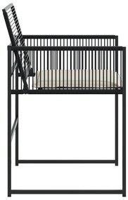 Cadeiras de jardim com almofadões 4 pcs vime PE preto