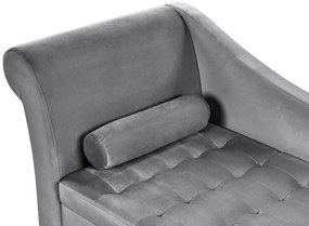 Chaise-longue à esquerda com arrumação em veludo cinzento claro PESSAC Beliani
