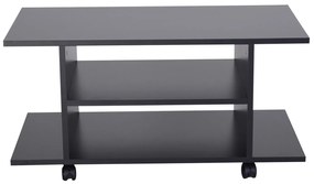 Mesa de TV com prateleiras e rodas Superfície de melamina 40x40x80 cm Preto