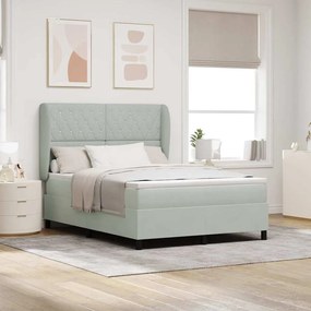 Cama Box Spring com Colchão Cinza Claro 140x200 cm Veludo