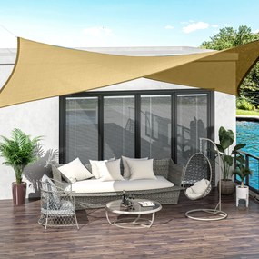 Toldo Vela de Sombra Retangular 4x6 m Toldo Vela de HDPE com Proteção UV Aneis em Forma de D e Cordas para Jardim Pátio Piscina Areia