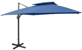 Guarda-sol jardim cantilever toldo duplo 300x300 cm azul-ciano