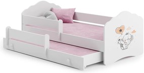 Cama infantil dupla elefante Wave branca 160x80 - colchão e estrado incluído