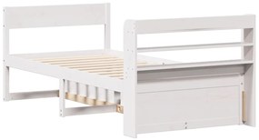 Cama sem colchão 75x190 cm madeira de pinho maciça branco