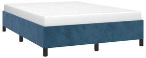Estrutura de cama sem colchão 140x200 cm veludo azul-escuro