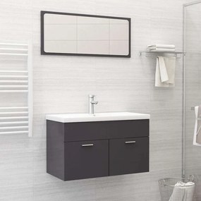 vidaXL 2 pcs conj. móveis casa banho derivados madeira cinza brilhante