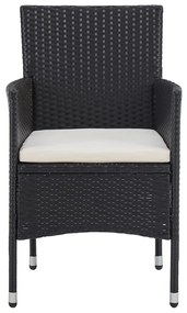 3 pcs conjunto bistrô jardim vime PE e madeira maciça preto