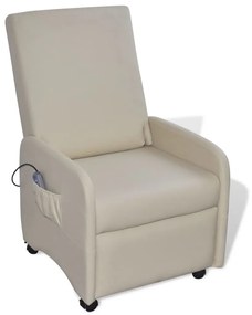 241682 vidaXL Cadeira de massagens couro artificial cor creme