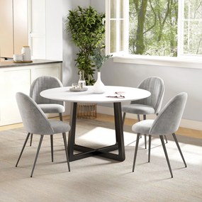 Conjunto de 4 Cadeiras de Sala de Jantar Modernas Cadeiras Estofadas em Veludo com Encosto Alto e Pés de Aço 50x52x83 cm Cinza