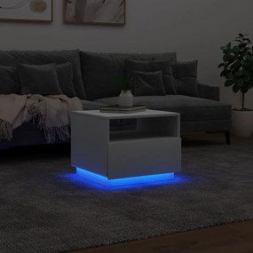 Mesa de centro com luzes LED 50x49x40 cm branco