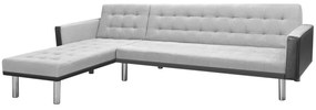 Sofá-cama tecido com chaise longue 218x155x69cm preto cinzento