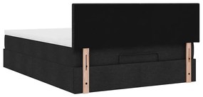 Cama otomana com colchão 140x200 cm tecido preto