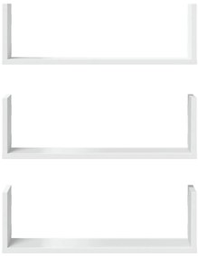 Prateleiras de parede 3 pcs 58x18x18cm derivados madeira branco