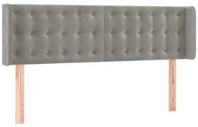 Cabeceira cama c/ luzes LED veludo 147x16x78/88 cm cinza-claro