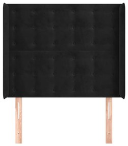 Cabeceira de cama c/ abas veludo 83x16x118/128 cm preto