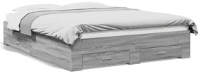 vidaXL Estrutura de cama c/ gavetas derivados madeira cinza sonoma