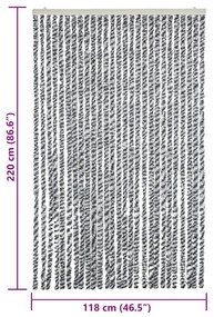 Cortina anti-insetos 118x220 cm chenille cinzento/preto/branco