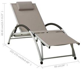 Sun Lounger with Pillow Textilene Taupe