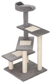 Arranhador Gatos Centro Atividades 3 Plataformas Madeira Sisal Bege Cinzento 48x48x99,5 cm PawHut | Aosom Portugal