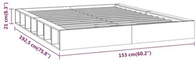 Estrutura de cama casal 135x190 cm madeira maciça cinzento