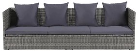 Espreguiçadeira de jardim 200x60 cm vime PE cinzento