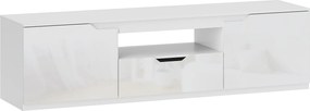 HOMCOM Lowboard para TV, alto brilho, para televisores até 165,1 cm, 3 compartimentos, gaveta, 160 x 38 x 43 cm, Branco | Aosom Portugal
