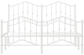 Estrutura de cama com cabeceira e pés 140x190 cm metal branco