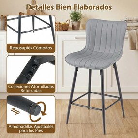 Conjunto de 2 bancos de bar em couro sintético 47 x 51 x 94 cm, com assento e encosto almofadados e apoio para os pés, com capacidade para 150 kg, par