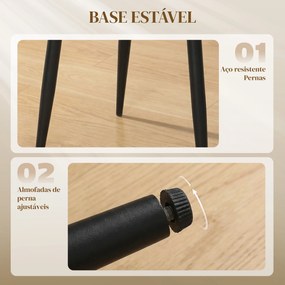 Conjunto de 2 Cadeiras de Cozinha (MESA NÃO INCLUIDA) com Encosto em PU Pernas de Aço e Assento Acolchoado 47,5x57x84 cm Preto e Bege