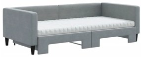 Sofá-cama c/ gavetão e colchões 100x200cm tecido cinzento-claro