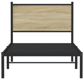 Estrutura de cama com cabeceira 90x200 cm metal carvalho sonoma