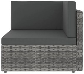 10 pcs conjunto lounge de jardim c/ almofadões vime PE cinzento