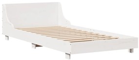 Cama sem colchão 75x190 cm madeira de pinho maciça branco