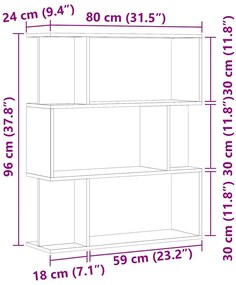 Estante 80x24x96 cm derivados de madeira carvalho artisiano