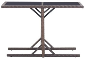3 pcs conj. jantar p/ jardim vime PE e vidro temperado castanho