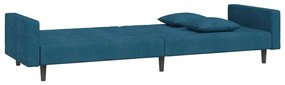 Sofá-cama 2 lugares com duas almofadas veludo azul