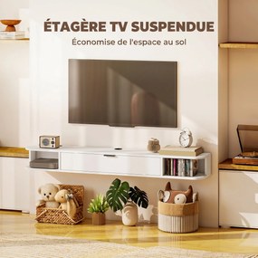 Móvel de TV Suspenso, 140 x 24 x 16 cm, Para Televisores até 60 Polegadas, Branco