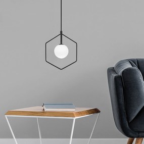Candeeiro Chandelier Geometri – Preto e Branco – 22 x 12 cm