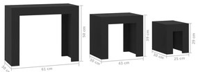 Mesas de centro de encastrar 3 pcs contraplacado preto