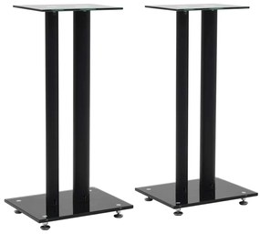 vidaXL Suportes colunas 2 pcs vidro temperado design 2 pilares preto