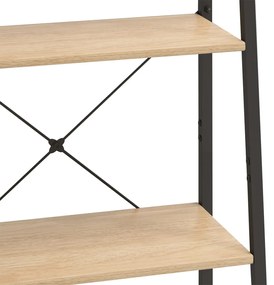 Estante de pé 4 prateleiras 56x35x140 cm castanho-claro e preto