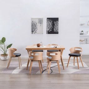 vidaXL Cadeiras jantar 6 pcs madeira curvada e couro artificial preto