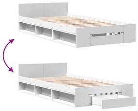 Estrutura cama c/ gaveta 75x190 cm derivados de madeira branco