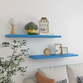 vidaXL Prateleiras de parede suspensas 2 pcs 90x23,5x3,8cm MDF azul