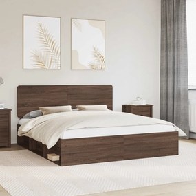 vidaXL Estrutura da Cama com cabeceira Carvalho Marrom 180 x 200 cm