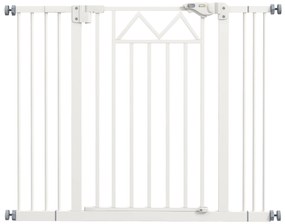 PawHut Barreira de Segurança Extensível para Animais de Estimação com Fecho Automático e Sistema de Duplo Bloqueio 74-100x76 cm Branco | Aosom Portugal