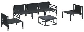 Conjunto de Sofá de Jardim 6 pcs Cinzento-escuro Aço